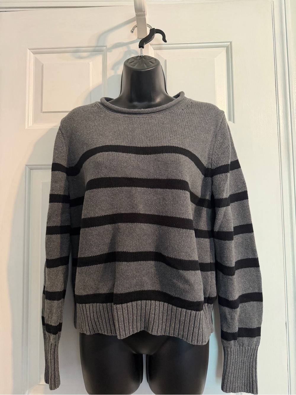 GAP Gray and Black Striped Rollneck Sweater